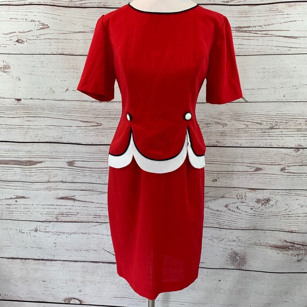 Melissa vintage red fitted classic dress red white
